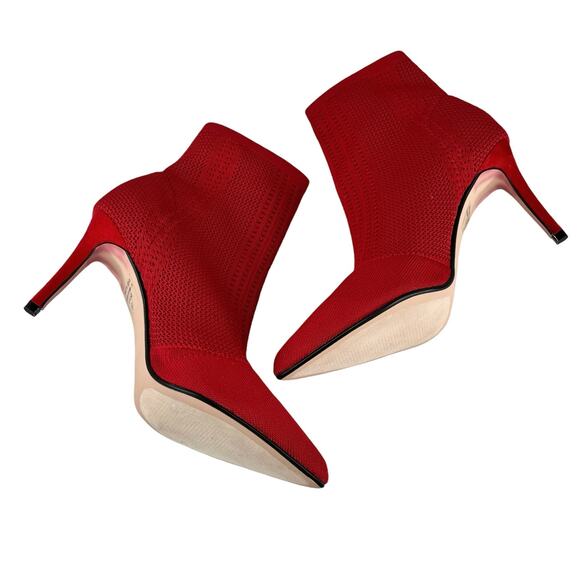 Catherine Malandrino Dnonito Pointed Toe Sock Booties Cherry Red 10 New - Picture 10 of 10